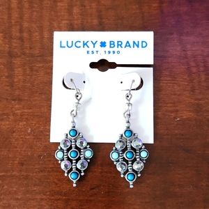 Lucky brand vintage silver turquoise diamond shaped earrings